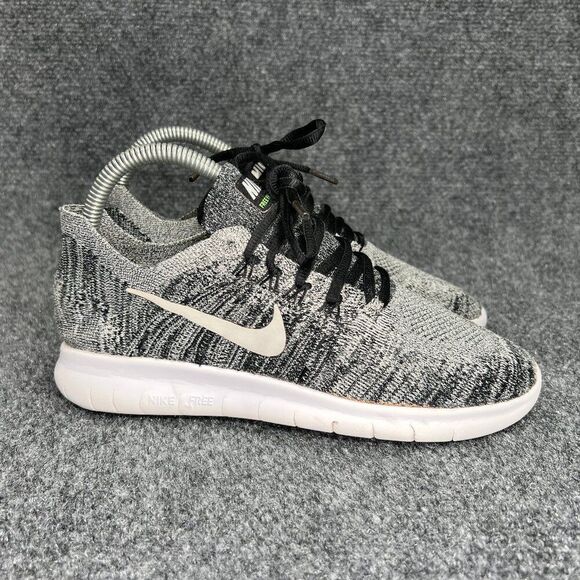Nike Free RN Flykint 2017 Running Shoes Women's Size 6 Black White Oreo Athletic - Picture 1 of 13